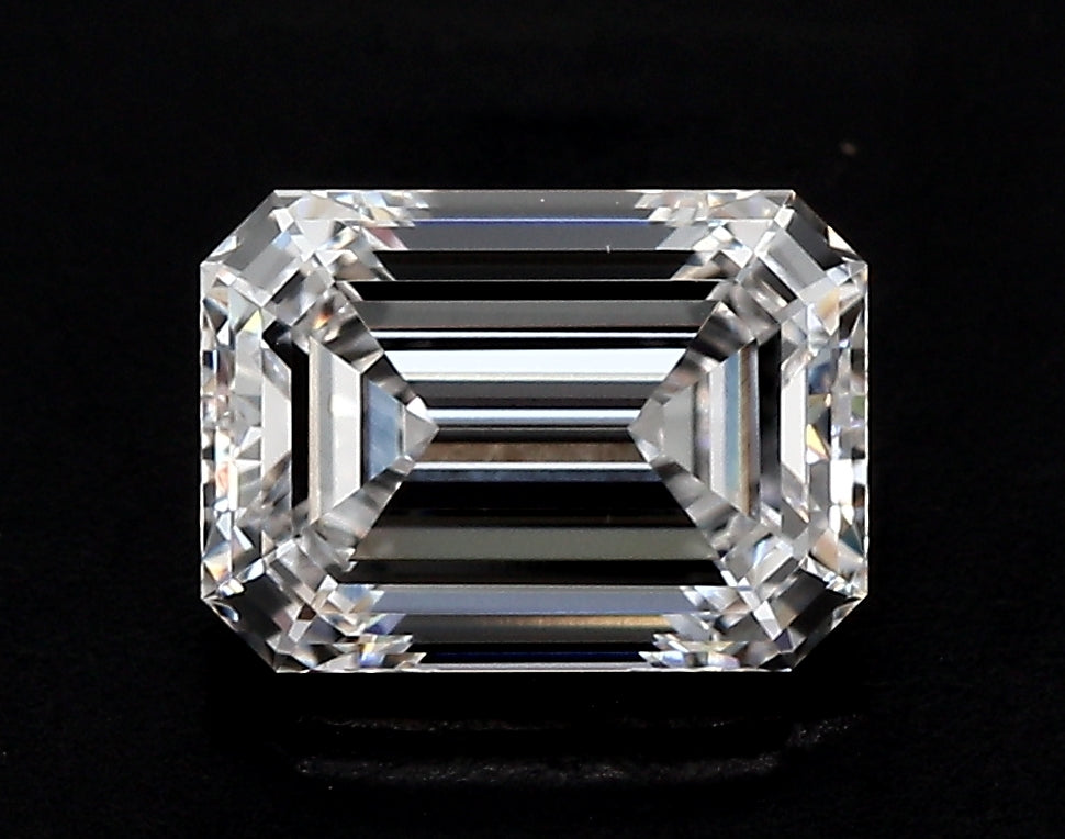 3.0 Carat Emerald Lab Diamond with  Cut Diamond in 14KT  view 1
