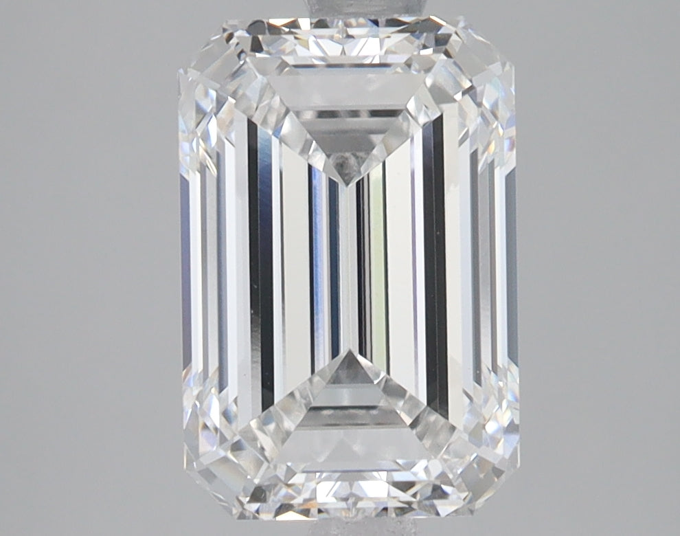 3.0 Carat Emerald Lab Diamond with  Cut Diamond in 14KT  view 1
