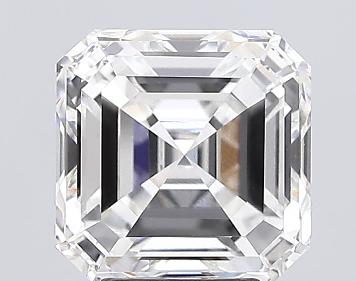 5.01 Carat Asscher Lab Diamond with  Cut Diamond in 14KT  view 1
