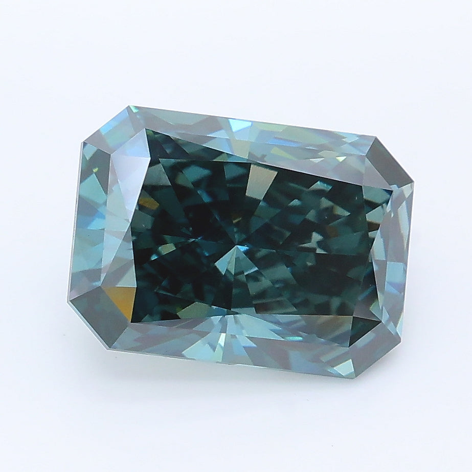 3.2 Carat Radiant Lab Diamond with  Cut Diamond in 14KT  view 1
