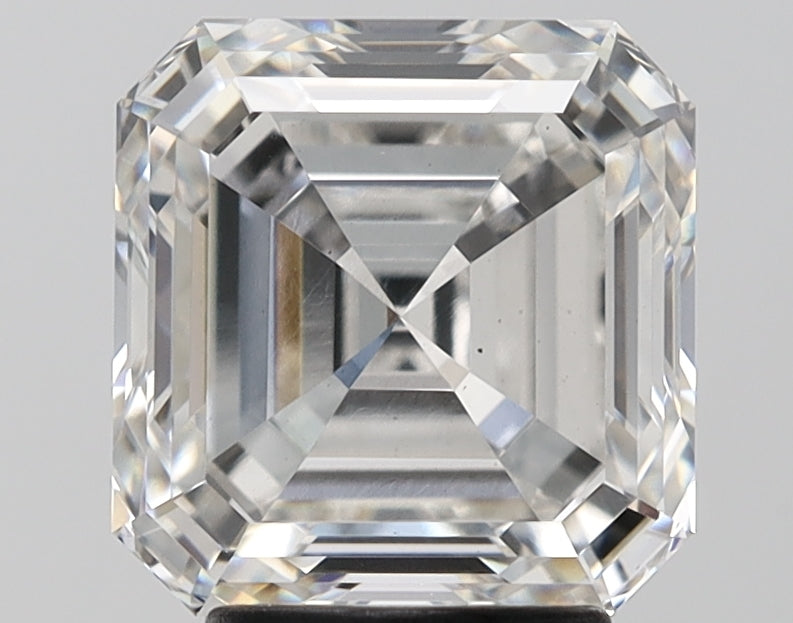 3.77 Carat Asscher Lab Diamond with  Cut Diamond in 14KT  view 1
