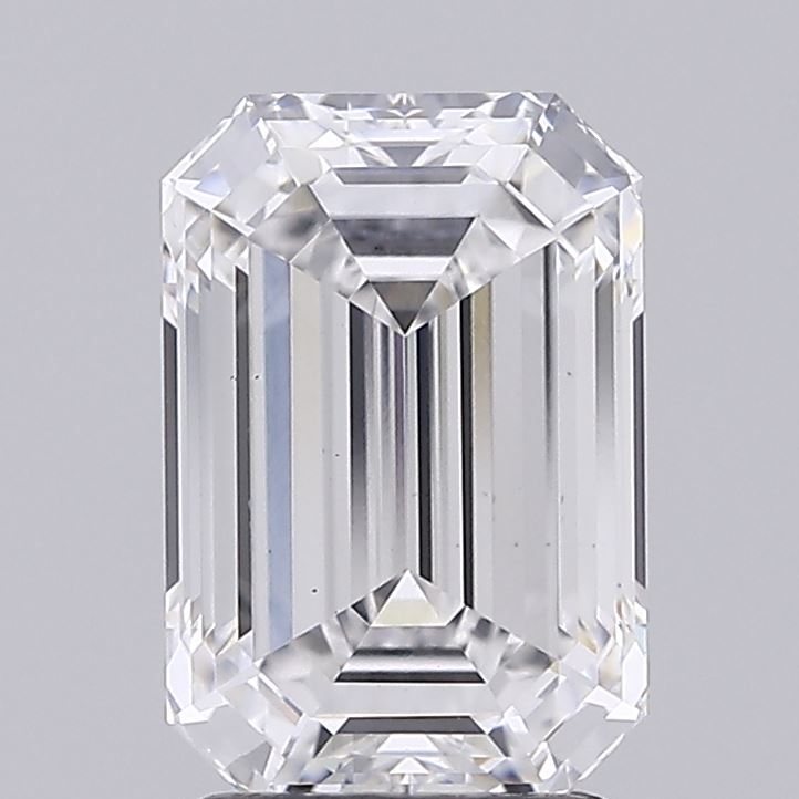 2.52 Carat Emerald Lab Diamond with  Cut Diamond in 14KT  view 1
