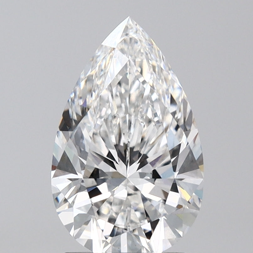 2.09 Carat Pear Lab Diamond with  Cut Diamond in 14KT  view 1
