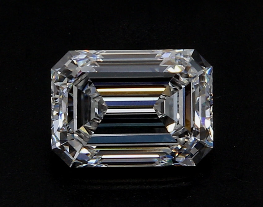 1.5 Carat Emerald Lab Diamond with  Cut Diamond in 14KT  view 1
