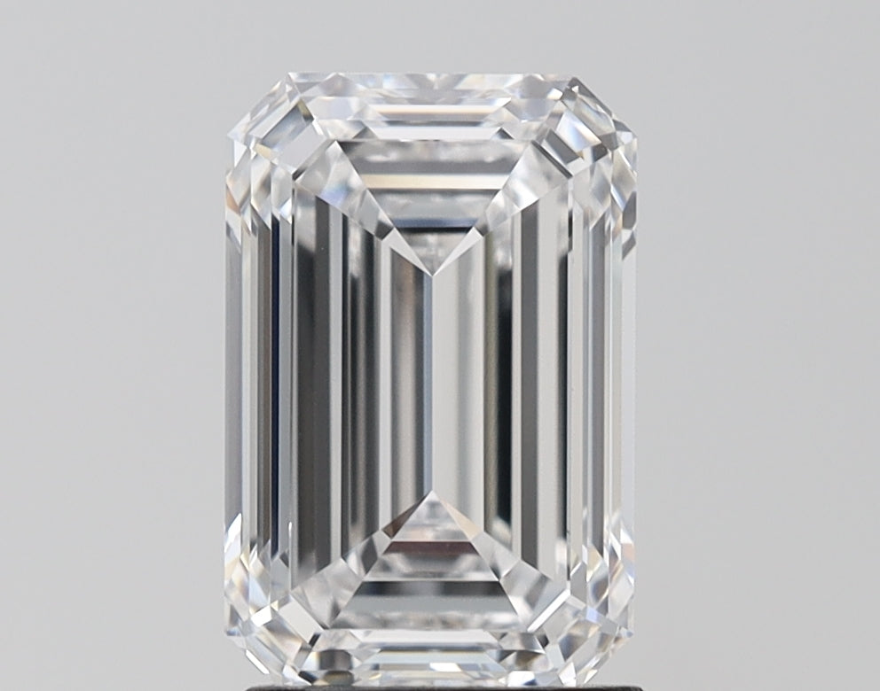 3.09 Carat Emerald Lab Diamond with  Cut Diamond in 14KT  view 1
