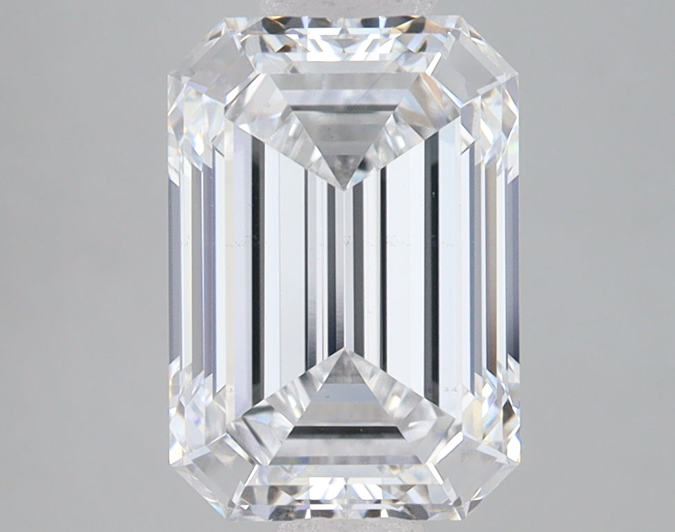 2.58 Carat Emerald Lab Diamond with  Cut Diamond in 14KT  view 1
