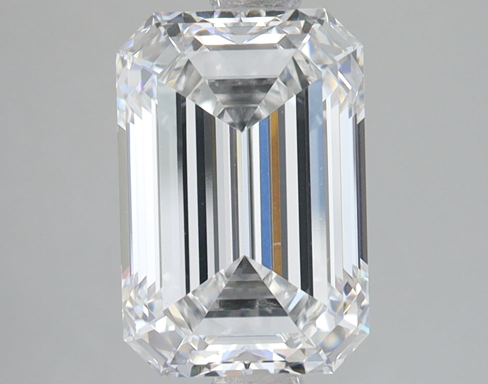 3.02 Carat Emerald Lab Diamond with  Cut Diamond in 14KT  view 1
