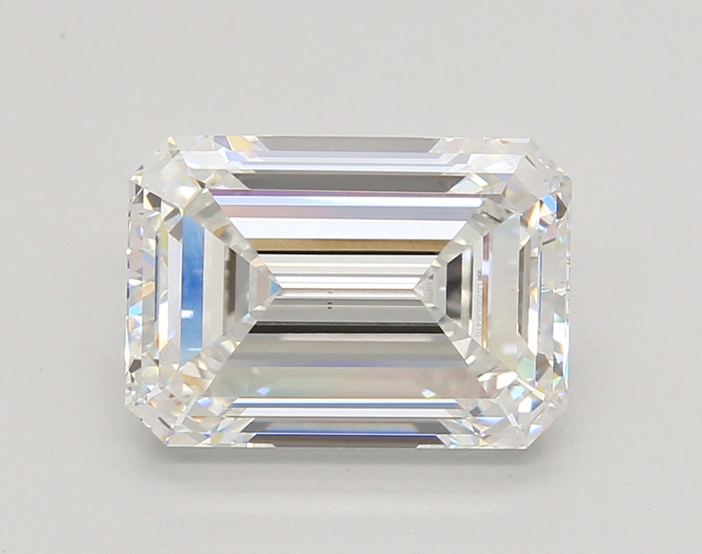 4.46 Carat Emerald Lab Diamond with  Cut Diamond in 14KT  view 1

