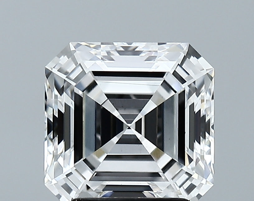 2.82 Carat Asscher Lab Diamond with  Cut Diamond in 14KT  view 1
