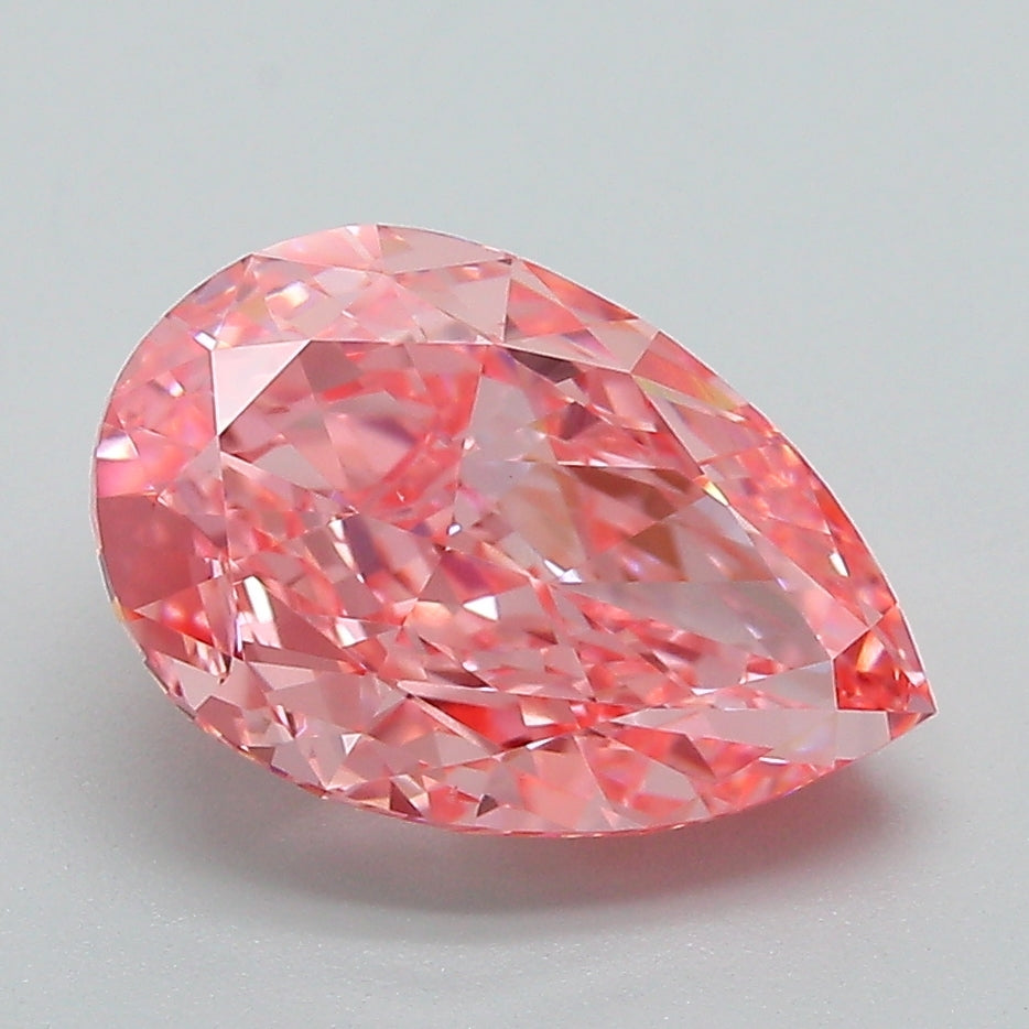 3.11 Carat Pear Lab Diamond with  Cut Diamond in 14KT  view 1
