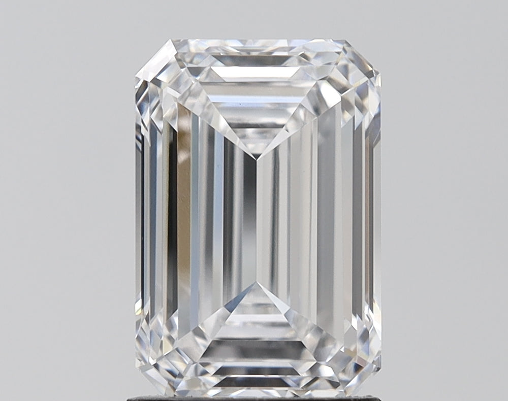 2.66 Carat Emerald Lab Diamond with  Cut Diamond in 14KT  view 1
