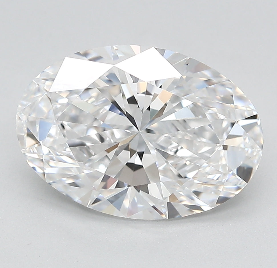 3.05 Carat Oval Lab Diamond with  Cut Diamond in 14KT  view 1
