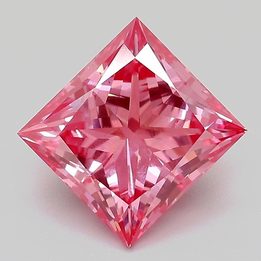 2.99 Carat Princess Lab Diamond with  Cut Diamond in 14KT  view 1
