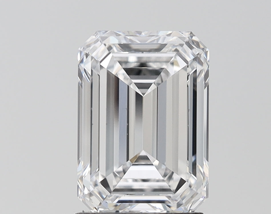 2.68 Carat Emerald Lab Diamond with  Cut Diamond in 14KT  view 1
