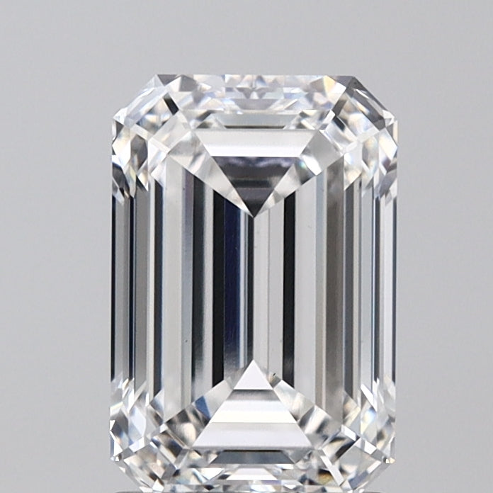 2.05 Carat Emerald Lab Diamond with  Cut Diamond in 14KT  view 1
