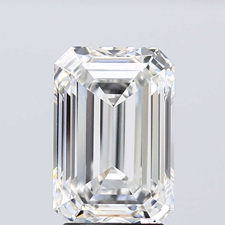 3.52 Carat Emerald Lab Diamond with  Cut Diamond in 14KT  view 1
