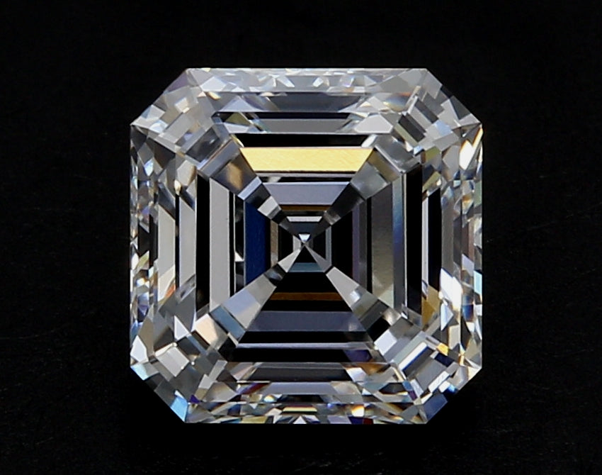 2.9 Carat Asscher Lab Diamond with  Cut Diamond in 14KT  view 1
