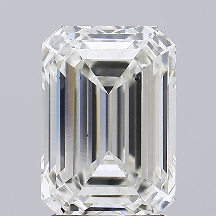 2.54 Carat Emerald Lab Diamond with  Cut Diamond in 14KT  view 1
