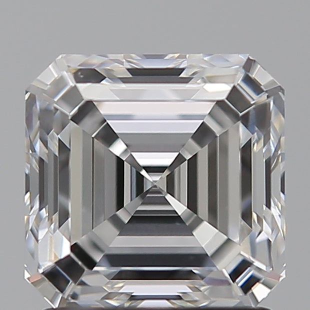 1.5 Carat Asscher Lab Diamond with  Cut Diamond in 14KT  view 1
