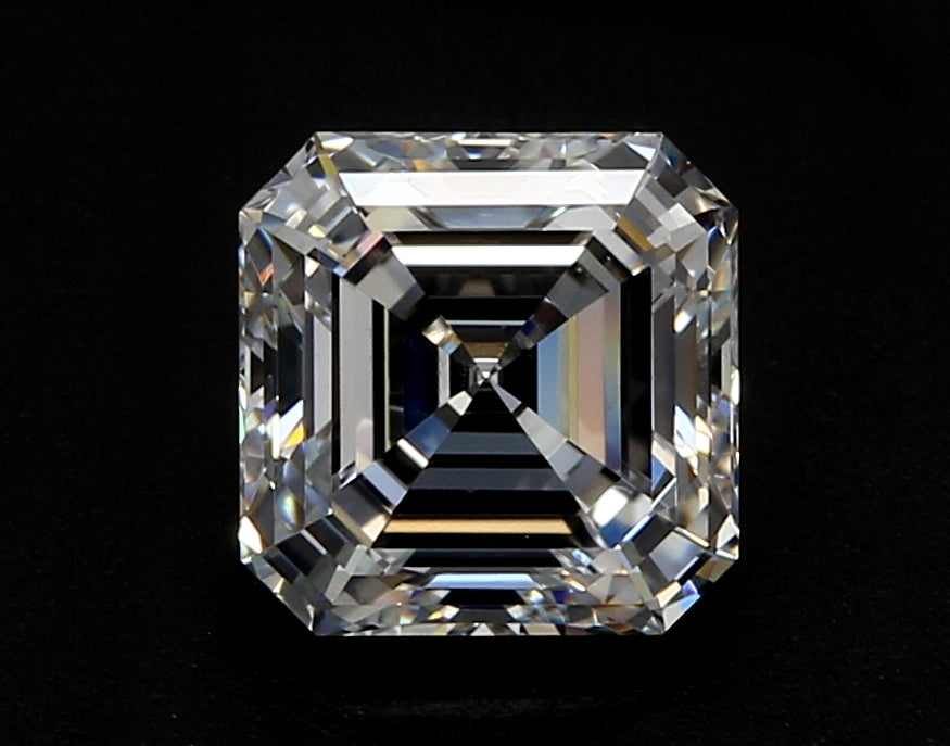 5.02 Carat Asscher Lab Diamond with  Cut Diamond in 14KT  view 1
