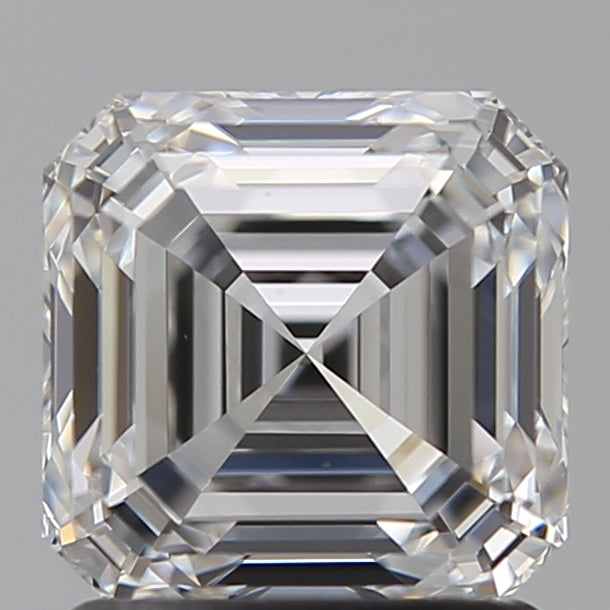 1.57 Carat Asscher Lab Diamond with  Cut Diamond in 14KT  view 1
