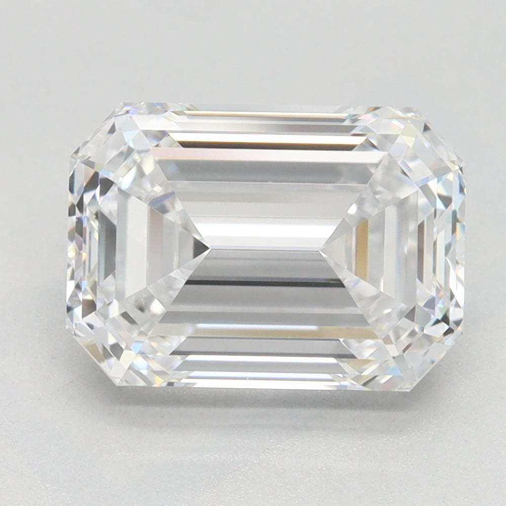 3.21 Carat Emerald Lab Diamond with  Cut Diamond in 14KT  view 1
