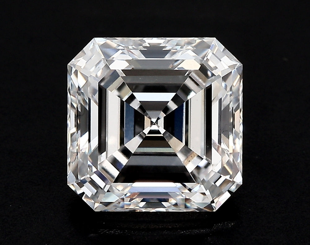 5.02 Carat Asscher Lab Diamond with  Cut Diamond in 14KT  view 1
