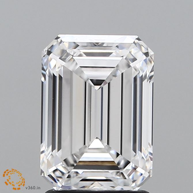 2.1 Carat Emerald Lab Diamond with  Cut Diamond in 14KT  view 1
