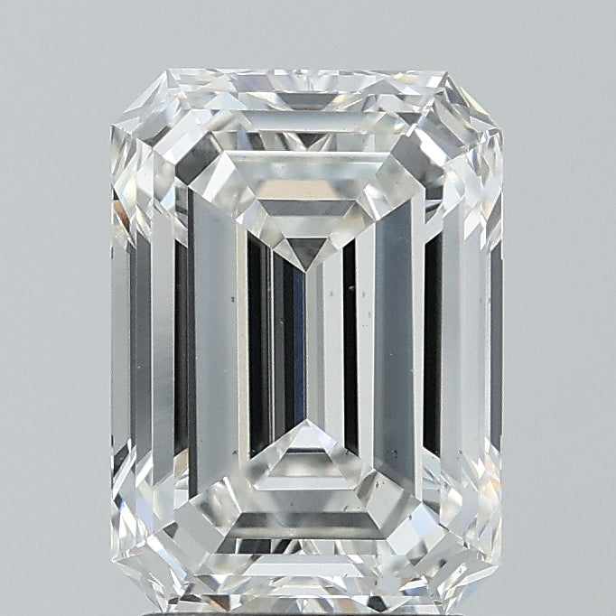 3.0 Carat Emerald Lab Diamond with  Cut Diamond in 14KT  view 1
