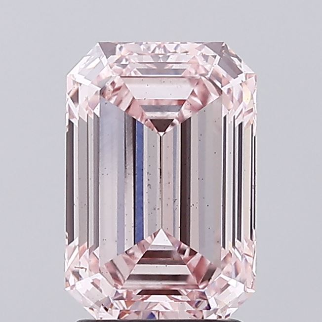 2.57 Carat Emerald Lab Diamond with  Cut Diamond in 14KT  view 1
