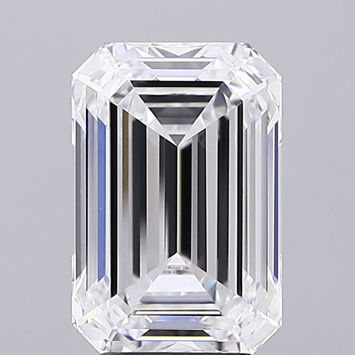 4.05 Carat Emerald Lab Diamond with  Cut Diamond in 14KT  view 1
