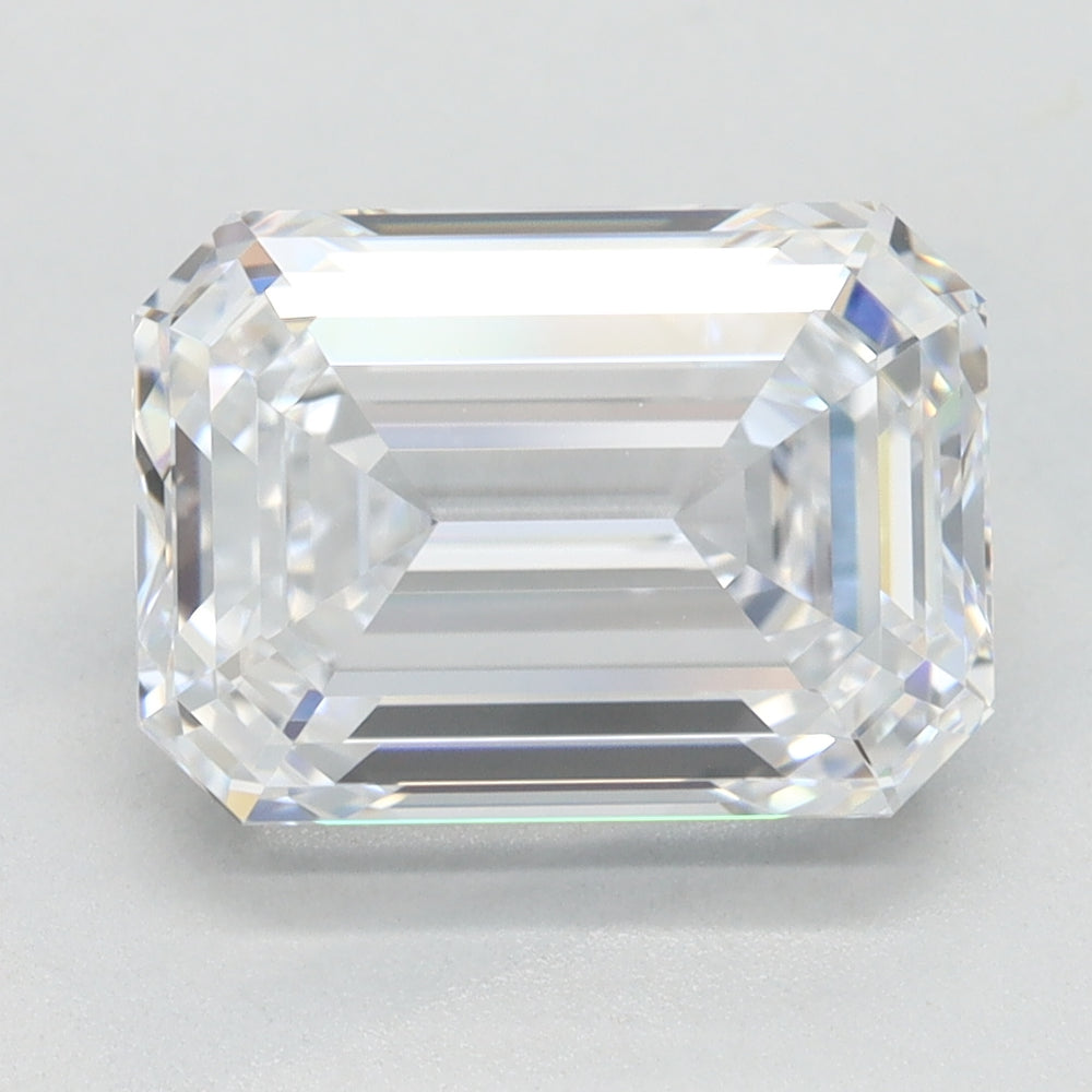 3.86 Carat Emerald Lab Diamond with  Cut Diamond in 14KT  view 1
