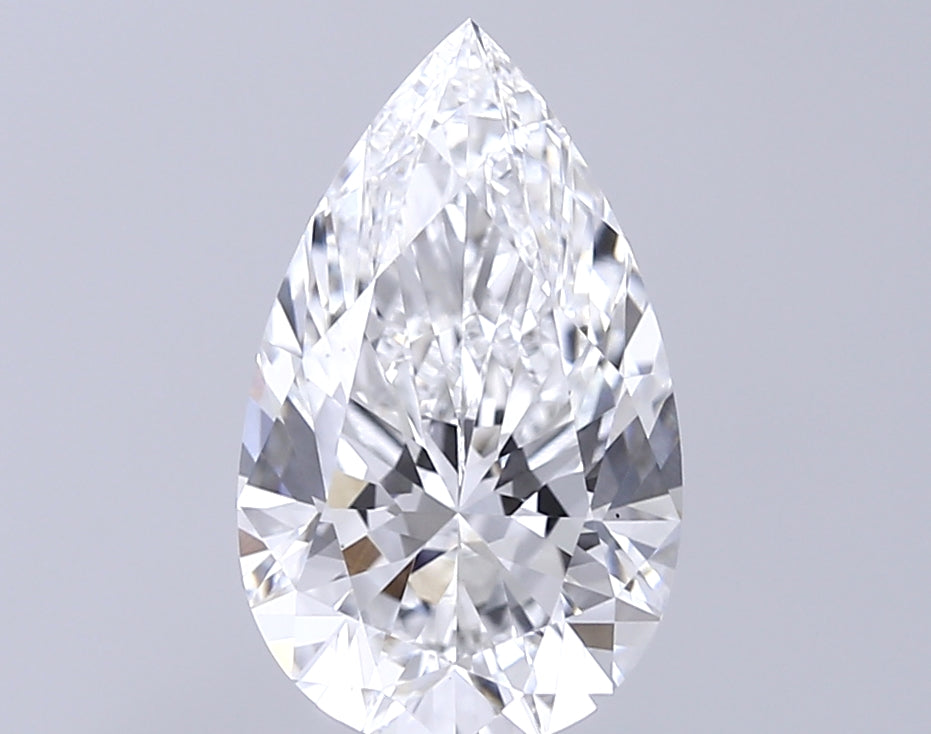 3.05 Carat Pear Lab Diamond with  Cut Diamond in 14KT  view 1
