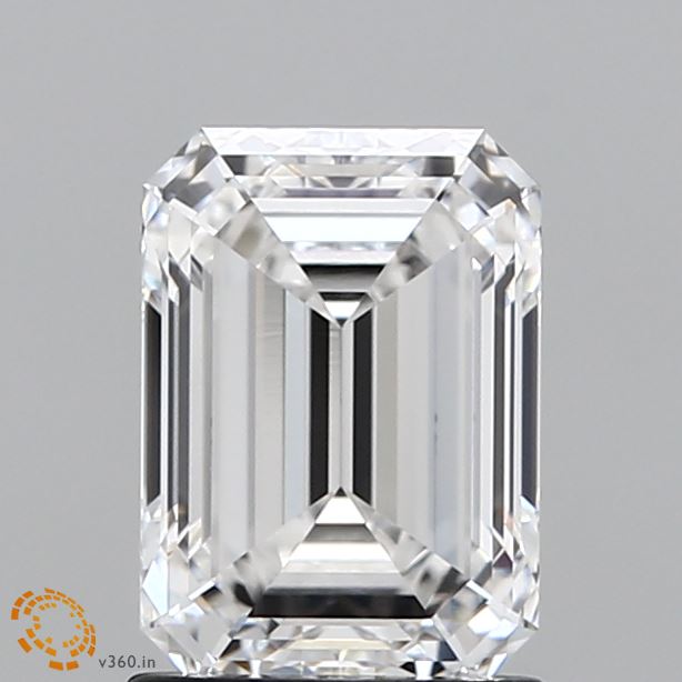1.6 Carat Emerald Lab Diamond with  Cut Diamond in 14KT  view 1
