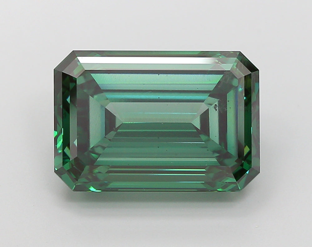 10.56 Carat Emerald Lab Diamond with  Cut Diamond in 14KT  view 1
