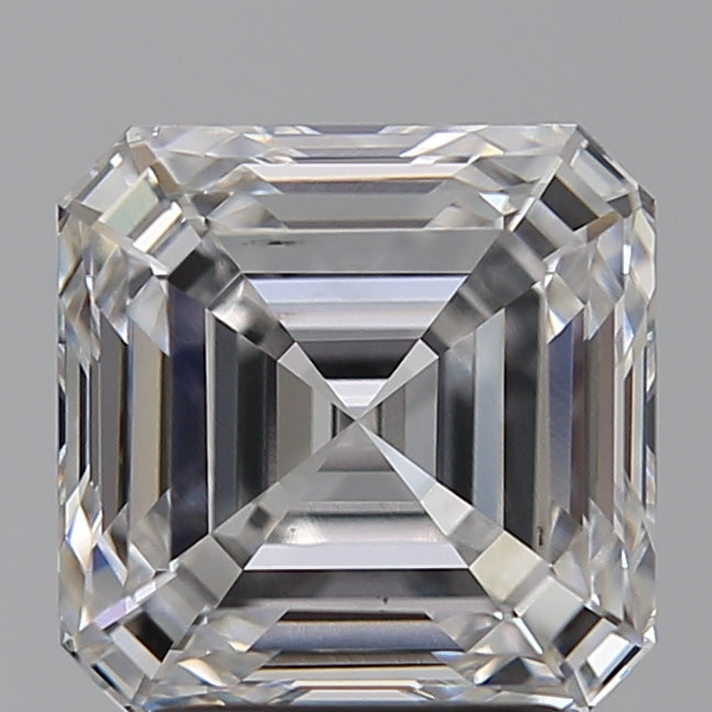 3.06 Carat Asscher Lab Diamond with  Cut Diamond in 14KT  view 1
