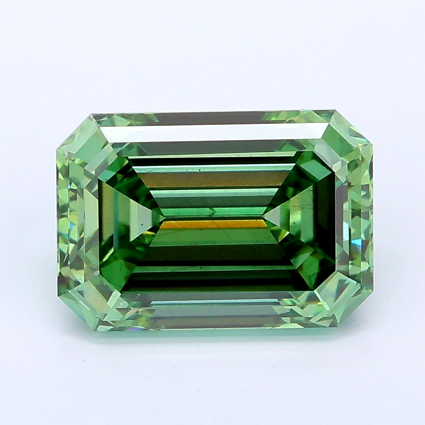 3.03 Carat Emerald Lab Diamond with  Cut Diamond in 14KT  view 1
