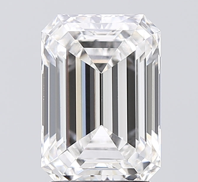 3.0 Carat Emerald Lab Diamond with  Cut Diamond in 14KT  view 1
