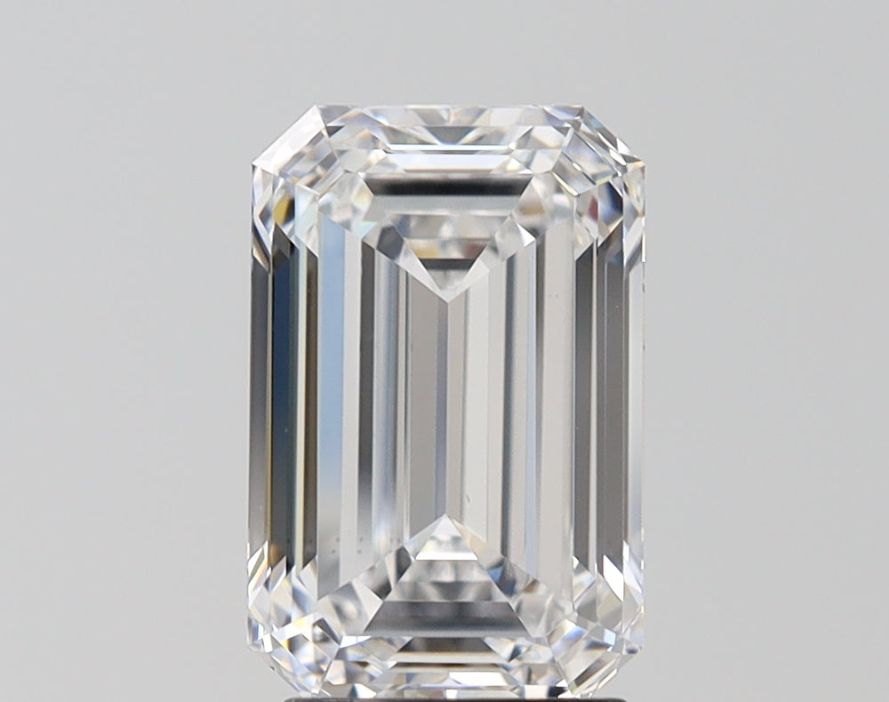 3.01 Carat Emerald Lab Diamond with  Cut Diamond in 14KT  view 1
