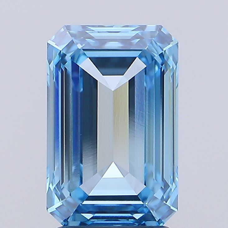 3.02 Carat Emerald Lab Diamond with  Cut Diamond in 14KT  view 1
