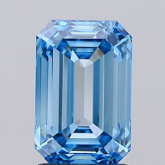 2.05 Carat Emerald Lab Diamond with  Cut Diamond in 14KT  view 1
