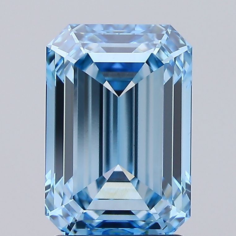 2.68 Carat Emerald Lab Diamond with  Cut Diamond in 14KT  view 1
