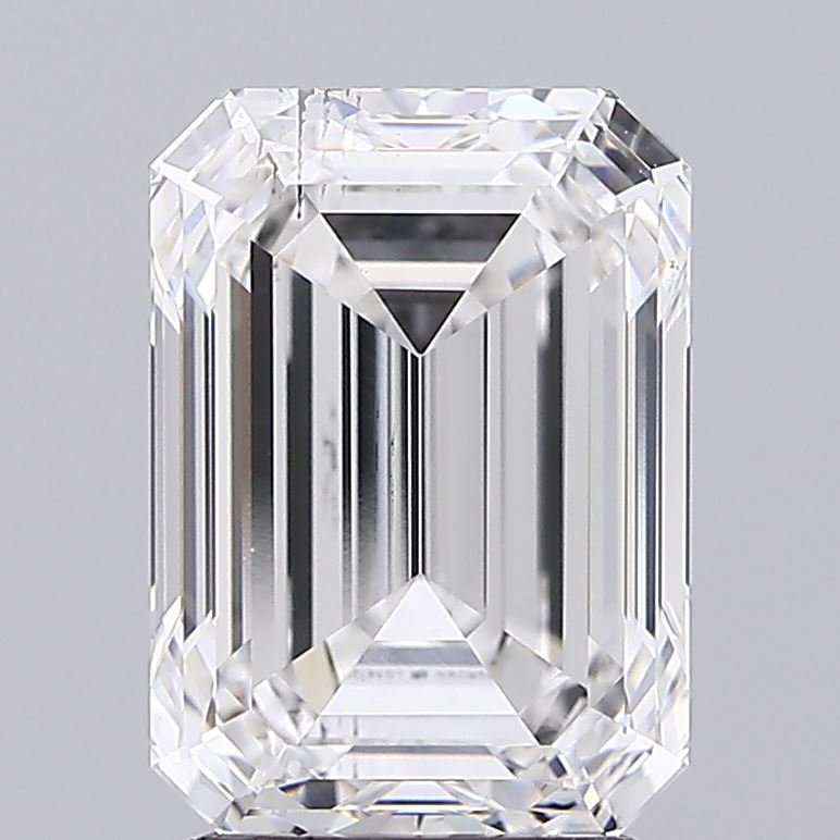 3.22 Carat Emerald Lab Diamond with  Cut Diamond in 14KT  view 1
