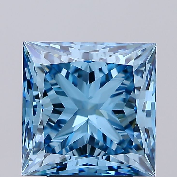 4.01 Carat Princess Lab Diamond with  Cut Diamond in 14KT  view 1
