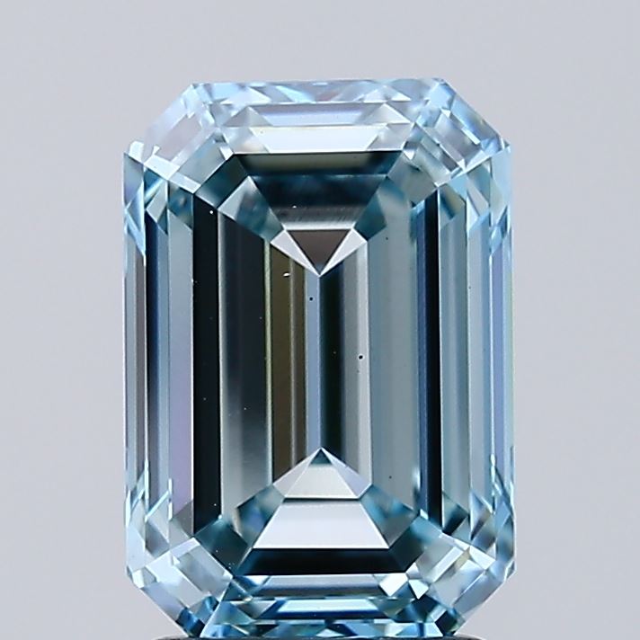 2.91 Carat Emerald Lab Diamond with  Cut Diamond in 14KT  view 1
