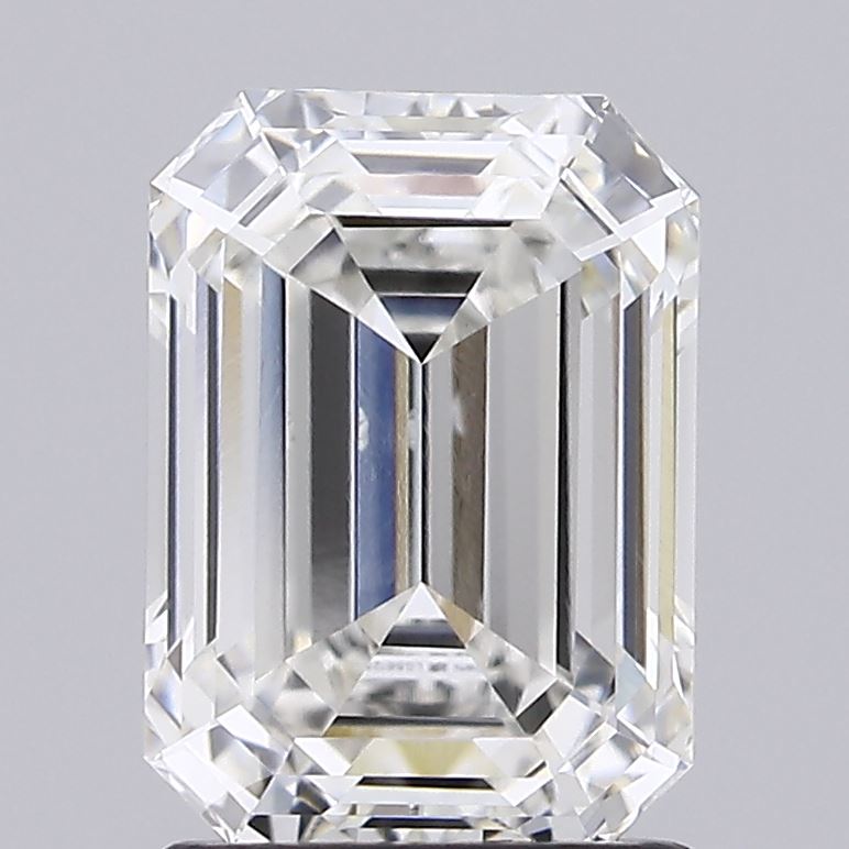 4.26 Carat Emerald Lab Diamond with  Cut Diamond in 14KT  view 1

