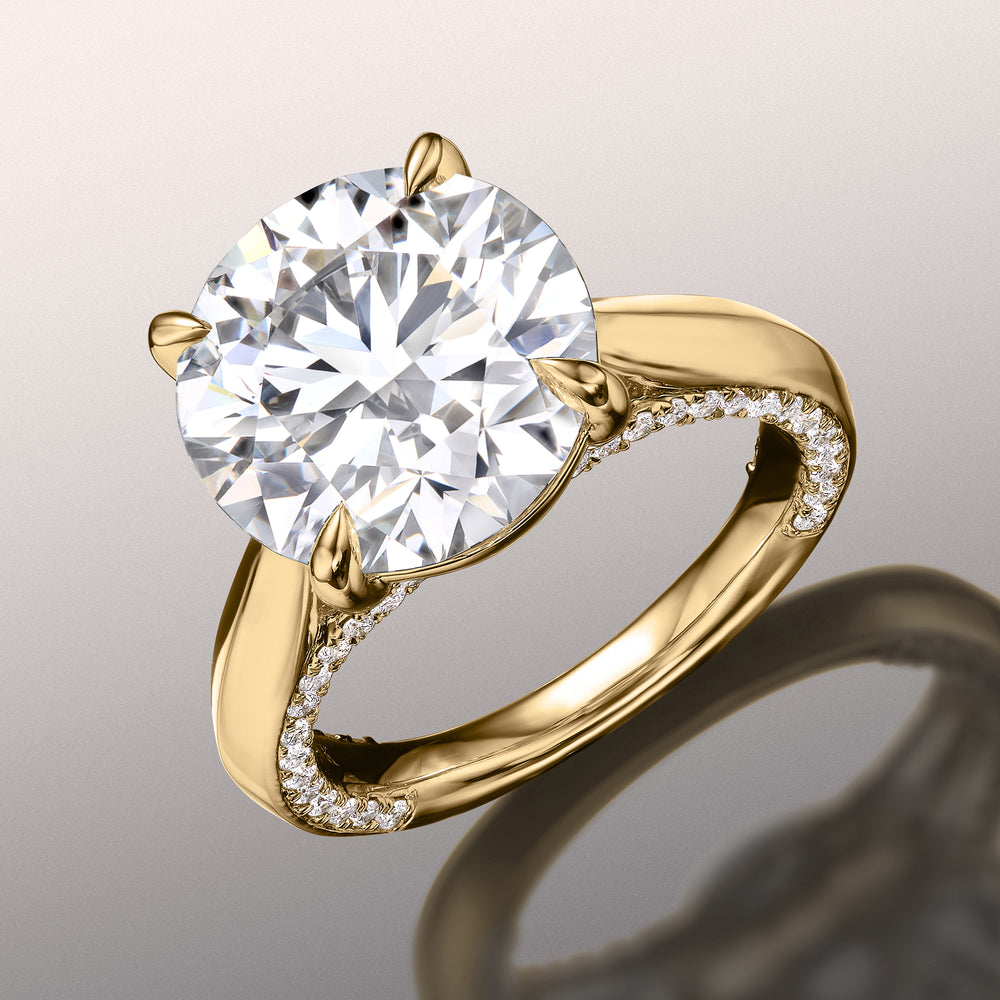 Round Cut The Monet Ring with Lab Grown Diamond in 14KT Yellow Gold view 3
