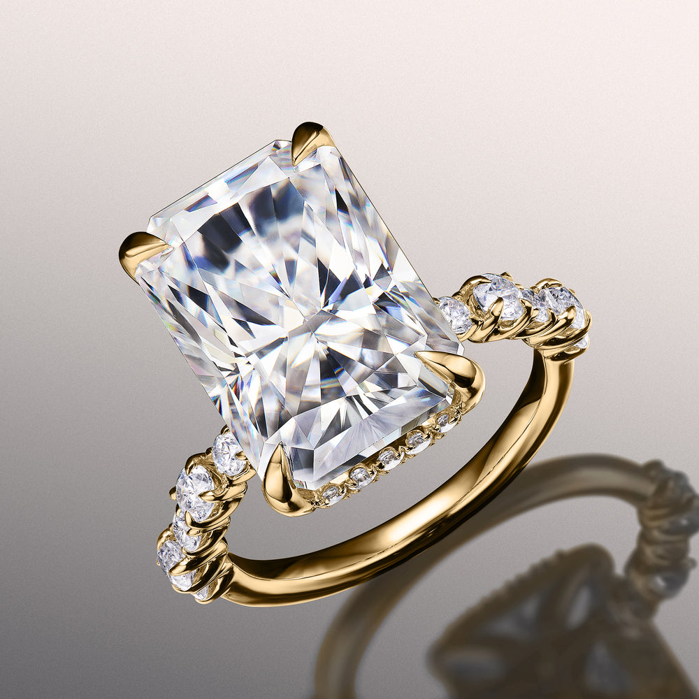 Radiant Cut The Warhol Ring with Lab Grown Diamond in 14KT Yellow Gold view 3
