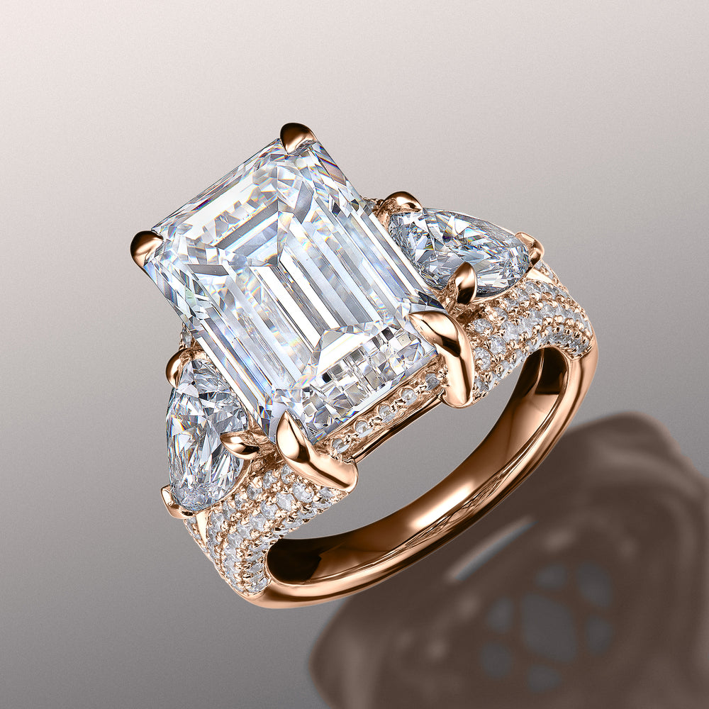 Emerald Cut The Kahlo Ring with Lab Grown Diamond in 14KT Rose Gold view 3
