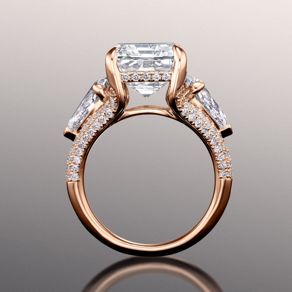 Emerald Cut The Kahlo Ring with Lab Grown Diamond in 14KT Rose Gold view 4
